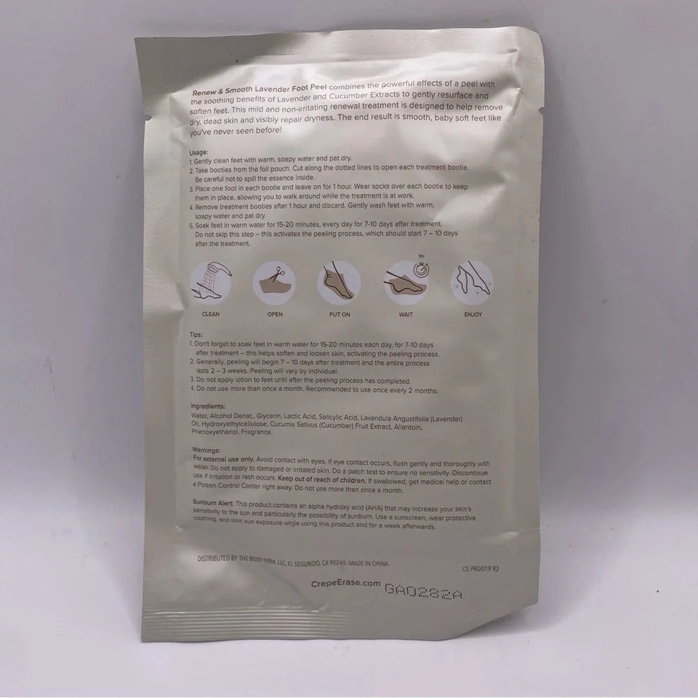 Body firm Crepe erase Renew & Smooth Foot Peel Exfoliating Foot Treatment